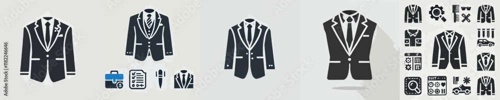 vector collection of silhouette suit icons vector collection of silhouette suit icons