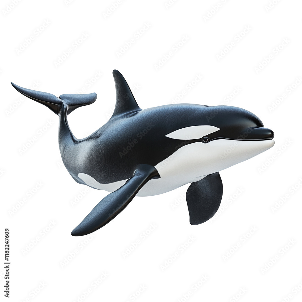 Naklejka premium Majestic Orca Whale: A 3D Render of a Killer Whale