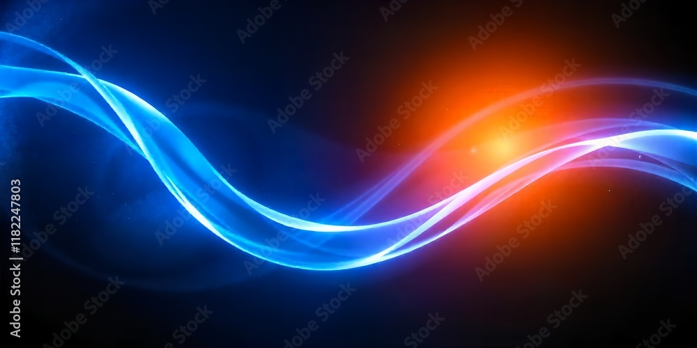 Obraz premium Abstract Blue Orange Energy Waves Flowing Background