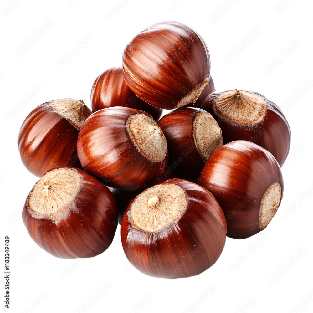 Hazelnuts isolated on transparent background Hazelnuts isolated on transparent background