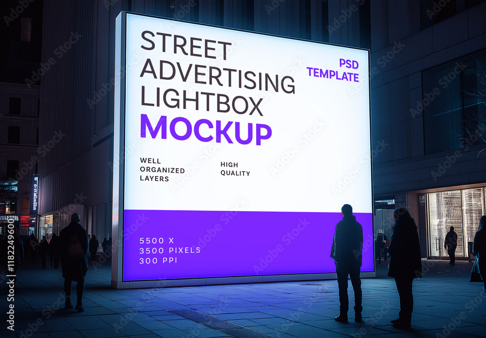 Huge City Advertising Lightbox Mockup Generated With AI Stock Template ...