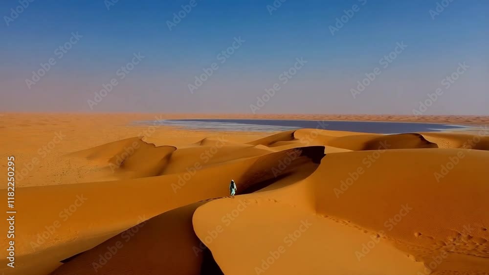custom made wallpaper toronto digitalExploring the Vast Golden Dunes and Serene Waters of the Desert Landscape at Sunset