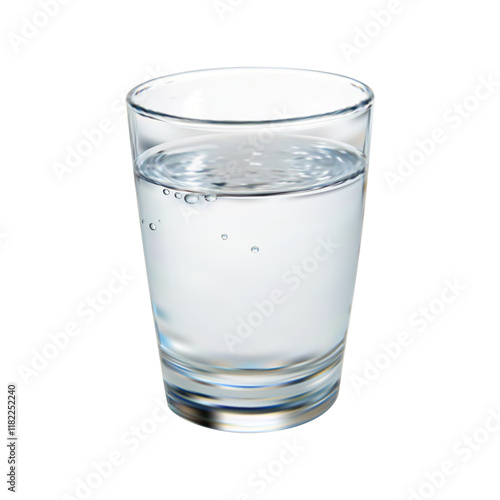 3d glass water isolated on white background. Realistic glass water
