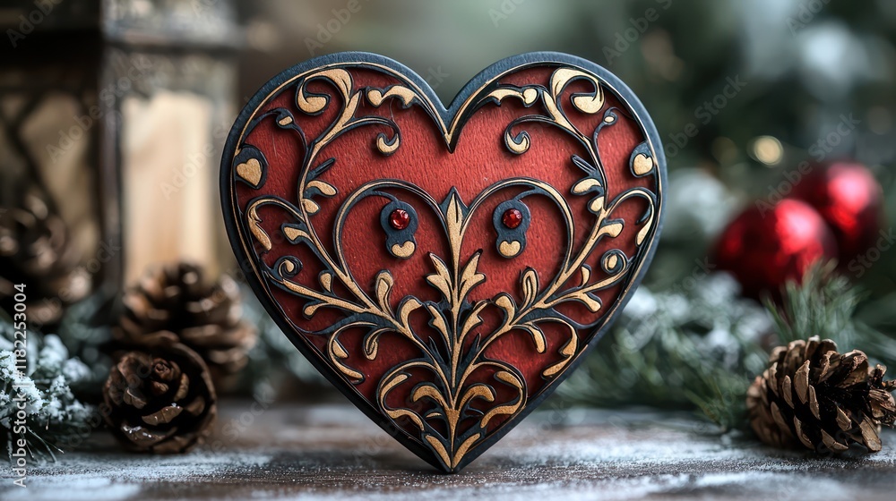 Elegant heart-shaped Valentine's Day card with laser-cut design and luxurious paper Elegant heart-shaped Valentine's Day card with laser-cut design and luxurious paper