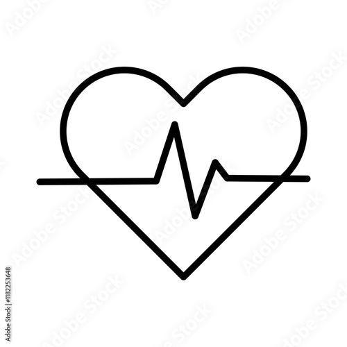 Heart with pulse line icon symbol isolated on white background.
