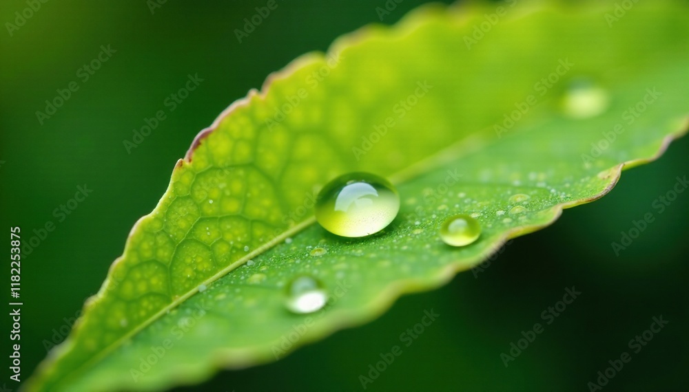 Water droplets forming a bead on a leaf surface, nature scenes, yellow Water droplets forming a bead on a leaf surface, nature scenes, yellow