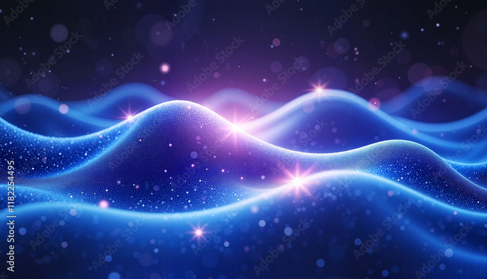 Abstract wave patterns glowing in blue and purple hues Abstract wave patterns glowing in blue and purple hues