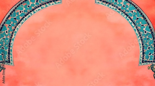 Ornate Archway Detail Coral Background Mosaic
