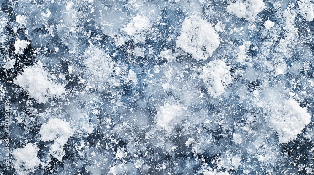 Obraz premium Brightly lit snowflakes blanket a frozen surface in a winter landscape during midday