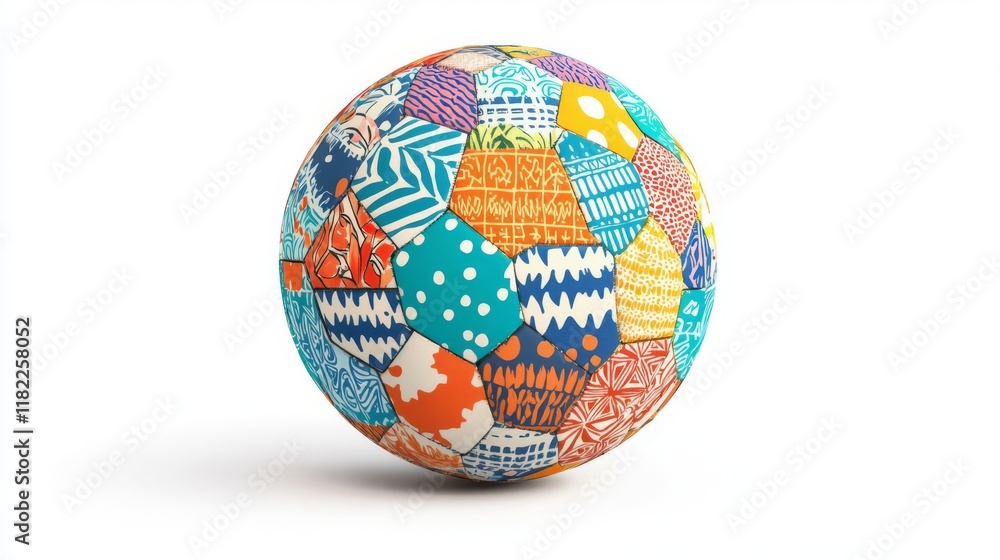 Colorful patterned soccer ball on a clean background. Colorful patterned soccer ball on a clean background.