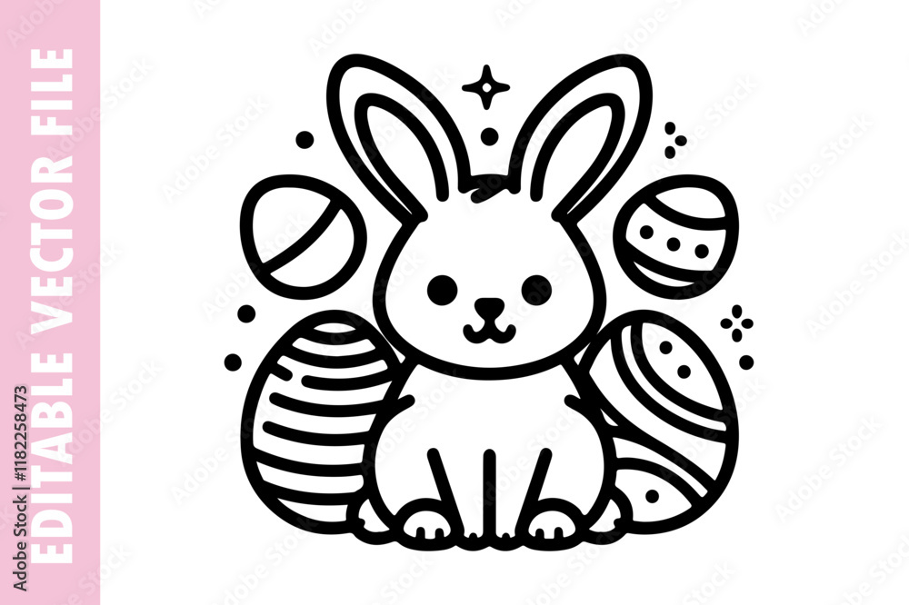 happy Easter bunny line vector design happy Easter bunny line vector design