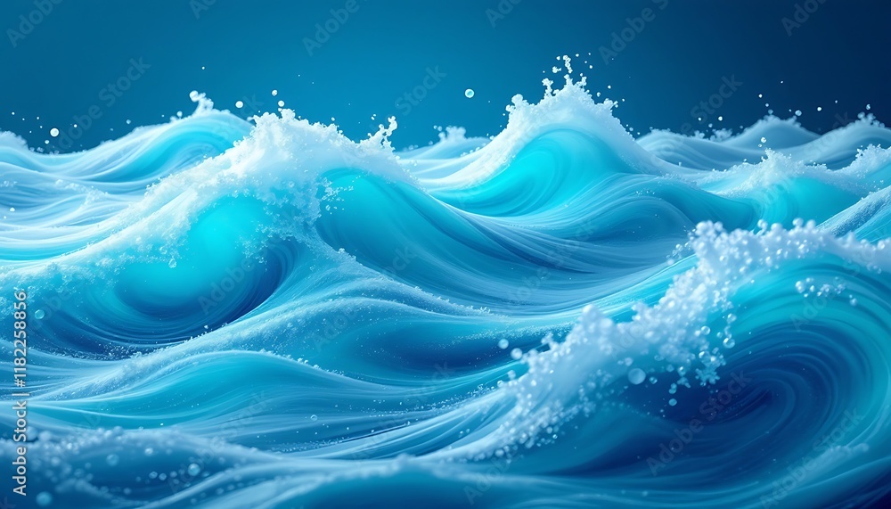 Ocean Waves: Serene Blue Abstract Fluid Art Ocean Waves: Serene Blue Abstract Fluid Art