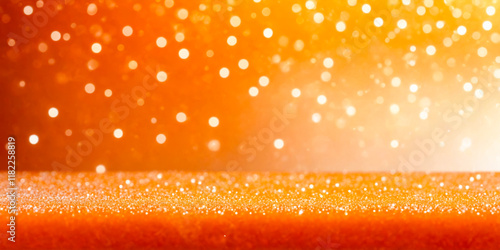 Orange Glitter Background with Bokeh Lights.