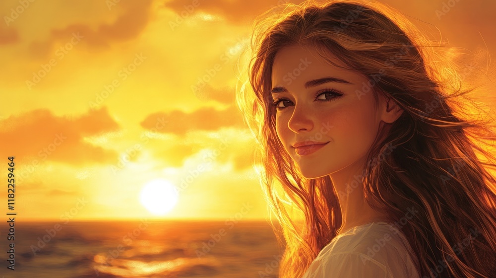 A serene portrait of a woman enjoying sunset on a ship deck, capturing tranquility and golden hues, ideal for travel or lifestyle photography. A serene portrait of a woman enjoying sunset on a ship deck, capturing tranquility and golden hues, ideal for travel or lifestyle photography.