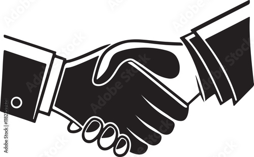 Clean and smooth hand-shake silhouette and vector design on a white background.