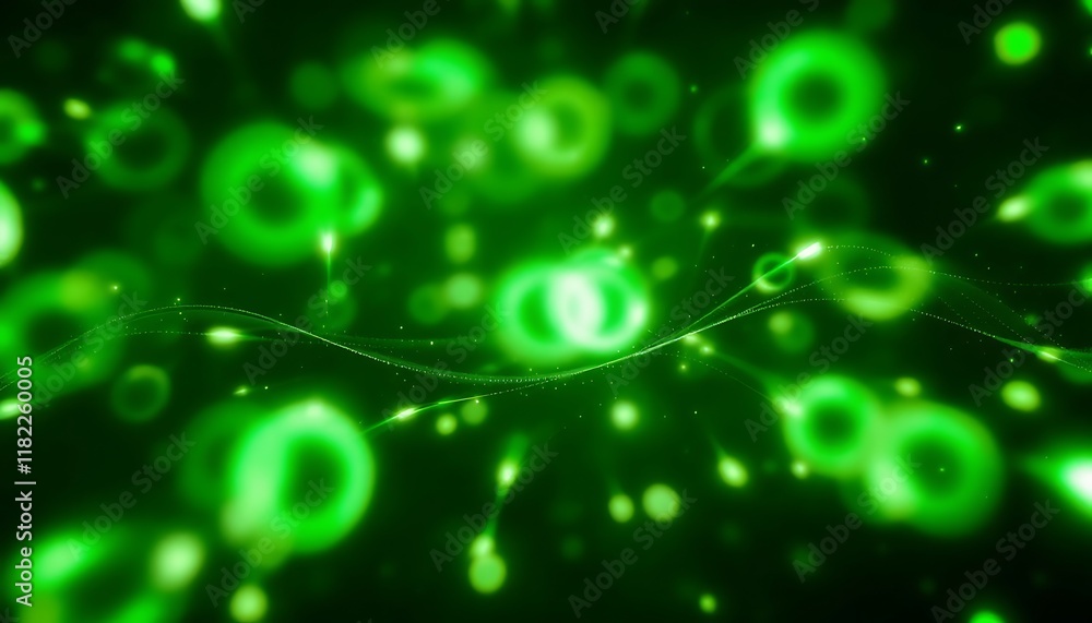 Emerald Energy: Glowing Orbs and Ethereal Lines Abstract Art Emerald Energy: Glowing Orbs and Ethereal Lines Abstract Art