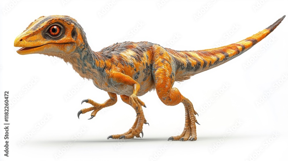Naklejka premium Ornitholestes dinosaur isolated on white. Generative AI
