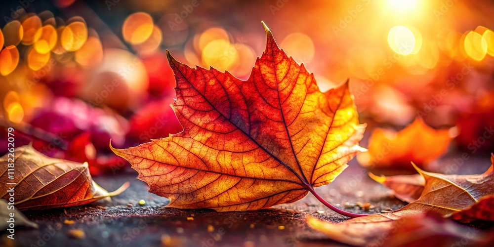Vibrant Autumn Leaves with Shallow Depth of Field, Close-Up Macro Photography of Nature's Colorful Details Vibrant Autumn Leaves with Shallow Depth of Field, Close-Up Macro Photography of Nature's Colorful Details