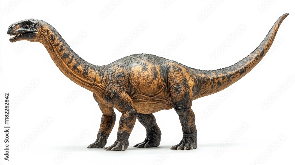 Realistic dinosaur-like cryptid with white background. Generative AI Realistic dinosaur-like cryptid with white background. Generative AI