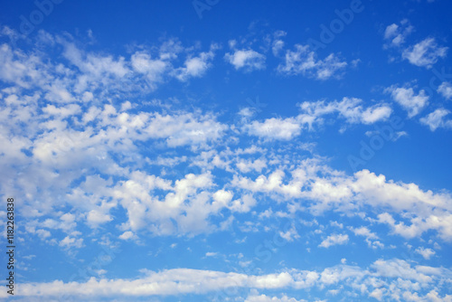 Konstfotografi Beautiful fluffy white clouds in blue sky, background