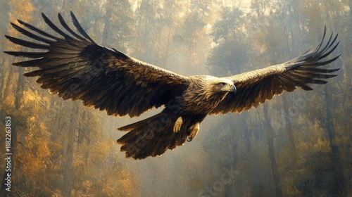 Wallpaper Mural Majestic Golden Eagle in Flight. Generative AI Torontodigital.ca