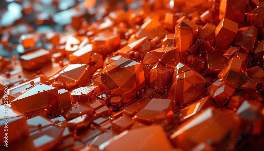 Fototapeta premium Abstract Orange Crystal Landscape: A Vibrant, Geometric Artwork