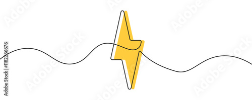 Energy thunder lightning line continuous drawing doodle design