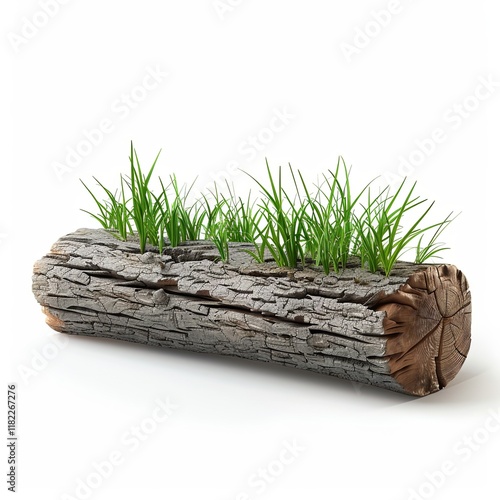 Minimalist log and grass art photo