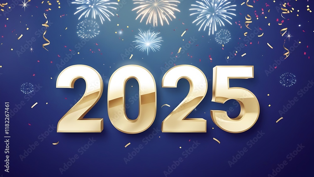 Realistic Metallic Gold 2025 Happy New Year Text – Stunning 3D Typography Realistic Metallic Gold 2025 Happy New Year Text – Stunning 3D Typography