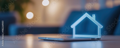 Digital House Concept on Laptop for Real Estate Industry