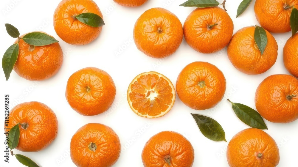 Several ripe mandarines isolated on white, showcasing vibrant orange hues and textures, delicious, sweet Several ripe mandarines isolated on white, showcasing vibrant orange hues and textures, delicious, sweet