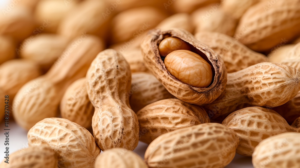 Bunch of peanuts with one of them open Bunch of peanuts with one of them open