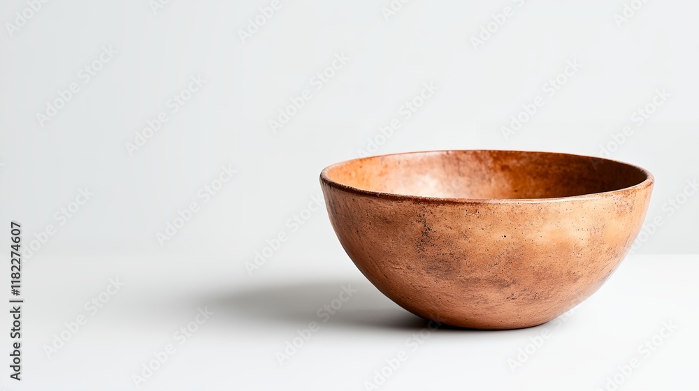 Large bowl with a brown color is sitting on a white background Large bowl with a brown color is sitting on a white background