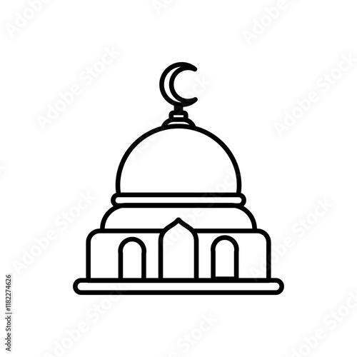 vector graphic design of mosque line icon, Islamic holiday, worship, Isra' Mi'raj, white background