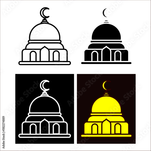 mosque icon pack vector graphic design. islamic religion. Isra' Mi'raj, Islamic holiday