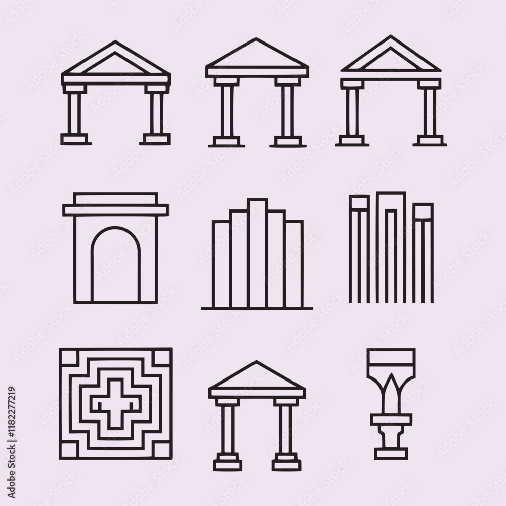 Unique architecture element Creative architecture line art vector Unique architecture element Creative architecture line art vector