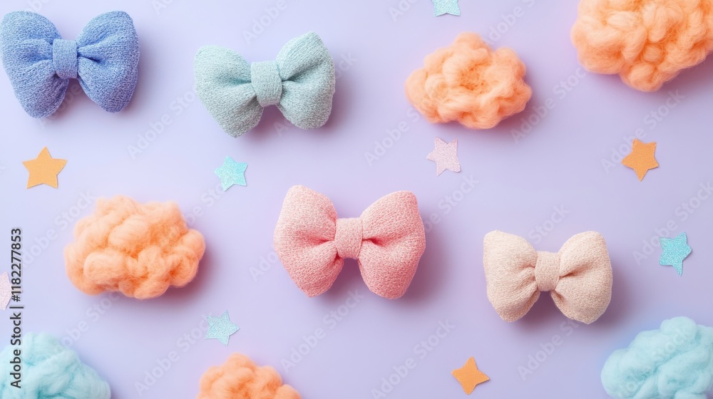 Whimsical bows and multicolor clouds fantasy night scene digital art serene atmosphere aesthetic viewpoint celestial vibe Whimsical bows and multicolor clouds fantasy night scene digital art serene atmosphere aesthetic viewpoint celestial vibe