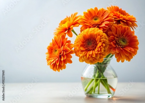 Wallpaper Mural Vibrant Orange Flowers in Glass Vase, White Background Stock Photo Torontodigital.ca