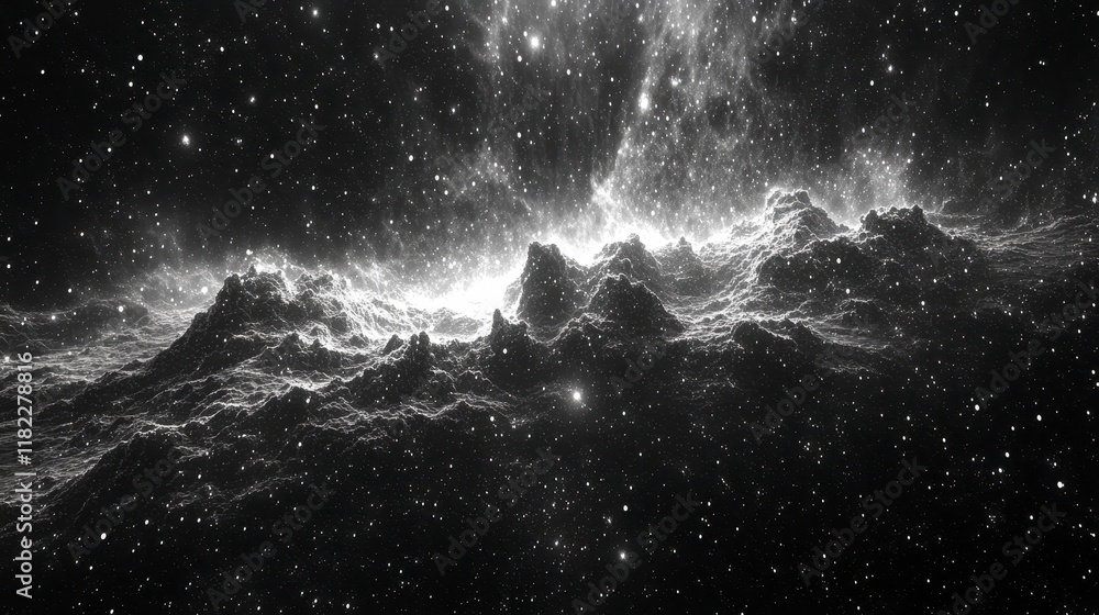 Monochromatic nebula; cosmic dust and gas clouds. Monochromatic nebula; cosmic dust and gas clouds.
