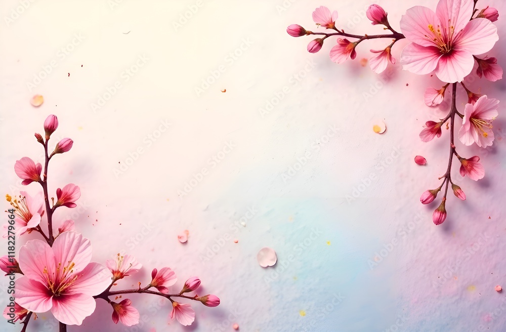 Floral background with pink flowers. Copy space. Floral background with pink flowers. Copy space.