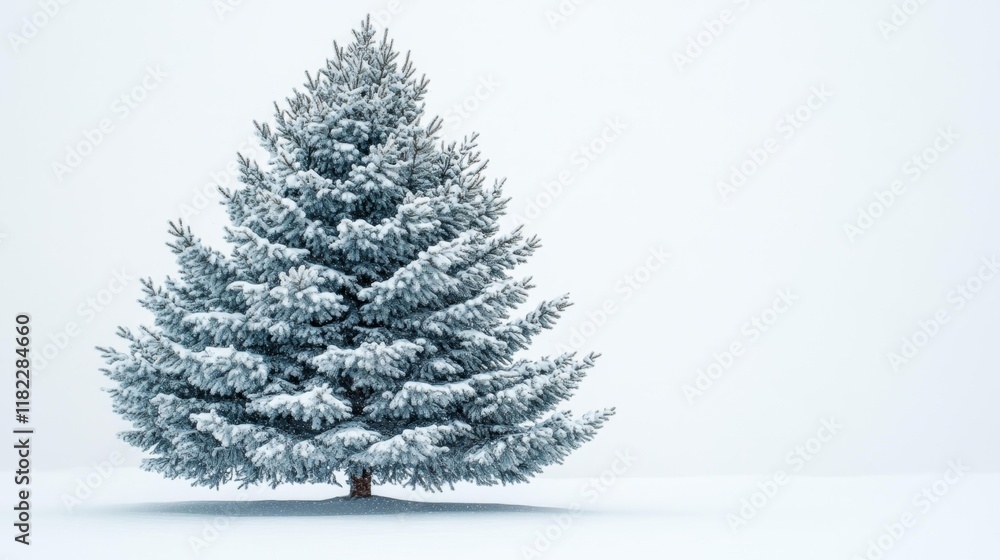 Snow-Covered Pine Tree in Winter. Generative AI Snow-Covered Pine Tree in Winter. Generative AI