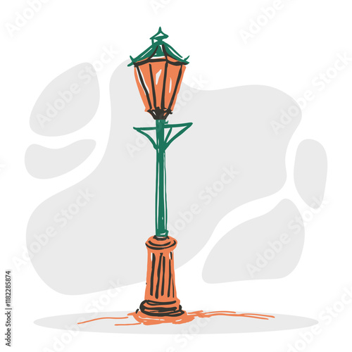 street light illustration in drawing style