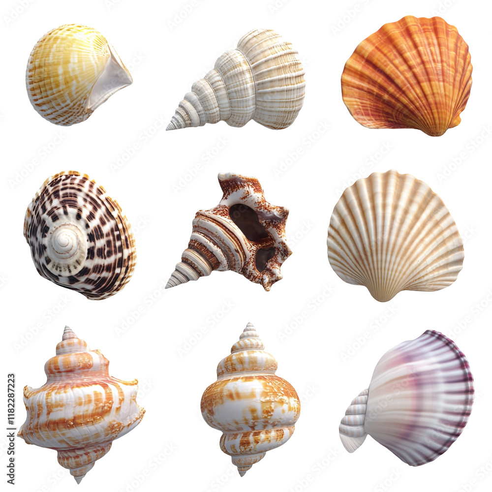 Collection of Nine Exquisite Seashells Collection of Nine Exquisite Seashells