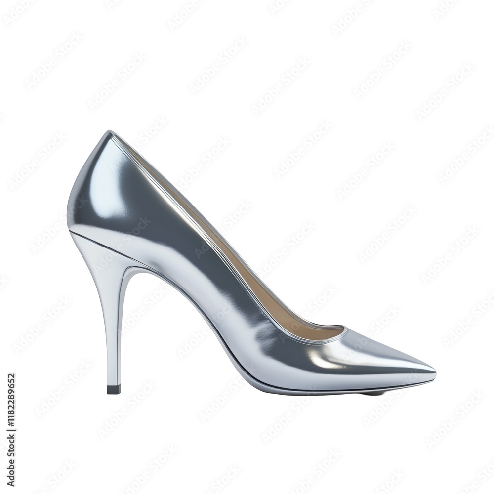 Fototapeta premium Silver High Heels: A Chic Footwear Design