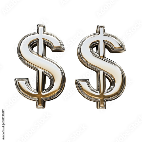 Double Dollar Sign: Metallic Wealth Symbol photo