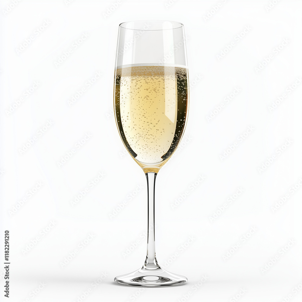 A Glass of Champagne on White Background A Glass of Champagne on White Background
