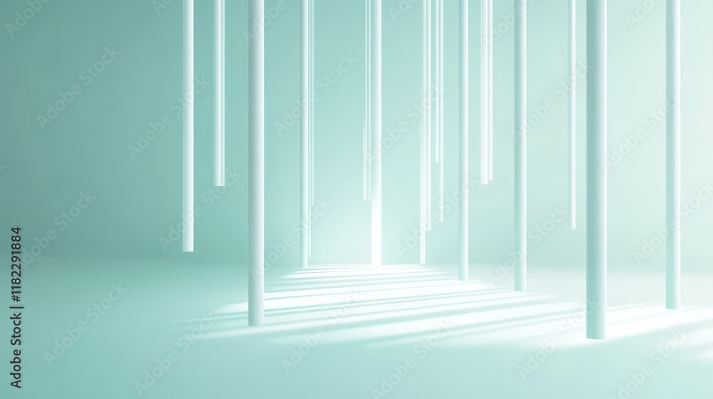 Obraz premium Dreamy floating streaks over mint background abstract art high detail modern aesthetic