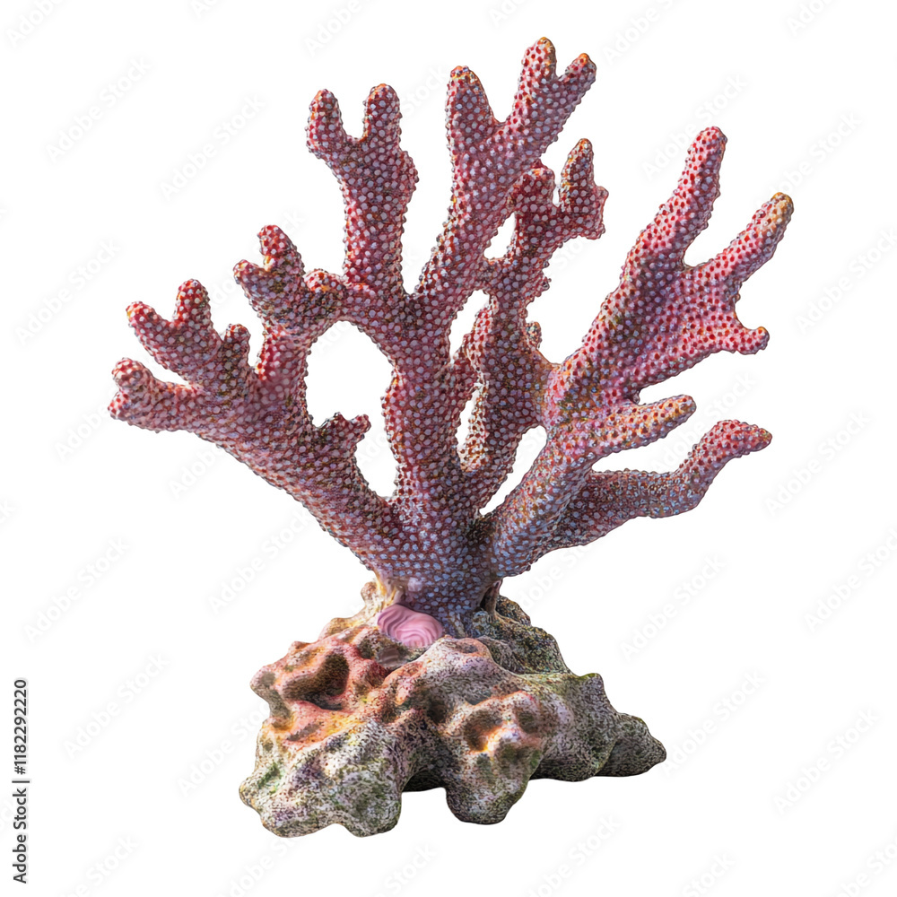 Obraz premium Stunning Pink Coral Specimen on Rock Base