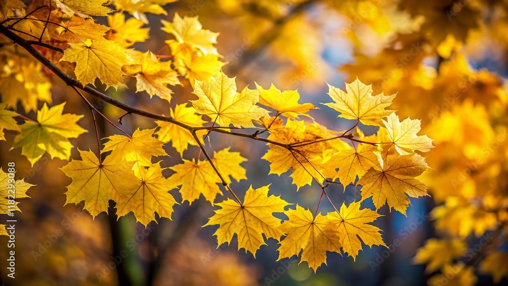 Vibrant Yellow Maple Leaves on Branches - Autumnal Nature Photography Vibrant Yellow Maple Leaves on Branches - Autumnal Nature Photography
