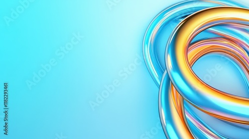 Referring to the 3D gradient art effect, it presents two intersecting curved pipes with shapes